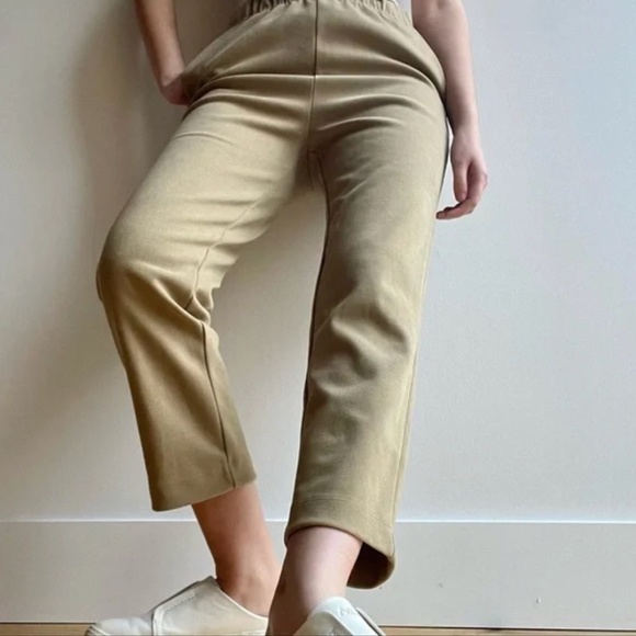 OAK+FORT Women’s Lounge pants Minimalist Faux Suede Camel/Tan Sz S - Picture 1 of 16